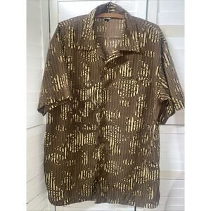 Vtg Maltos Men's Rave Disco 70s Button Down Shirt Brown Tan Floral Stripes LRG
